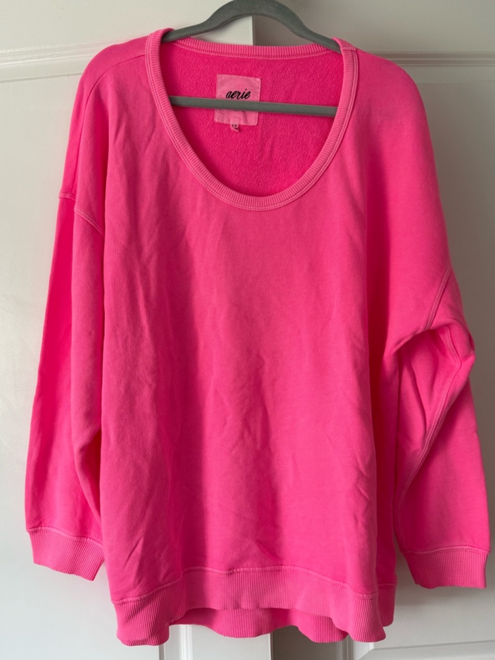 Aerie Women's Bright Pink Oversized Crewneck Sweatshirt